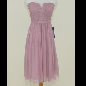 Lavender silk chiffon strapless dress